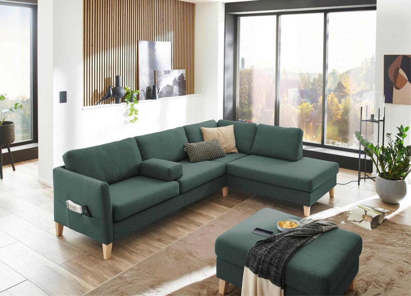 ATLANTIC home collection Ecksofa Mailo L-Form, mit Seitentaschen und Ottomane, mit Massivholzfüßen Bild 1