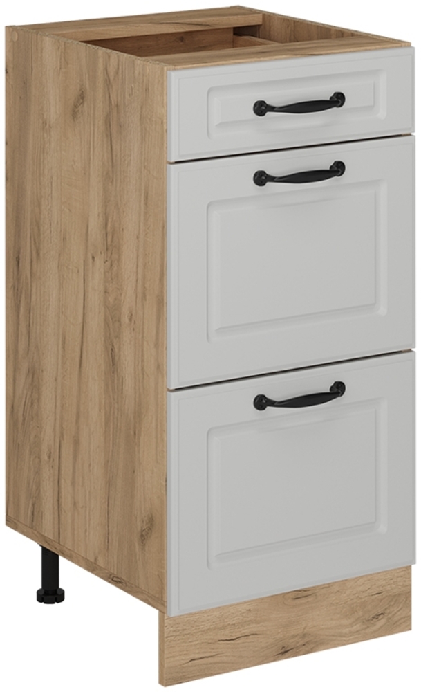 Küchenunterschrank R-Line Weiß Landhaus 40 cm mit Schubladen, ohne Arbeitsplatte Vicco Bild 1