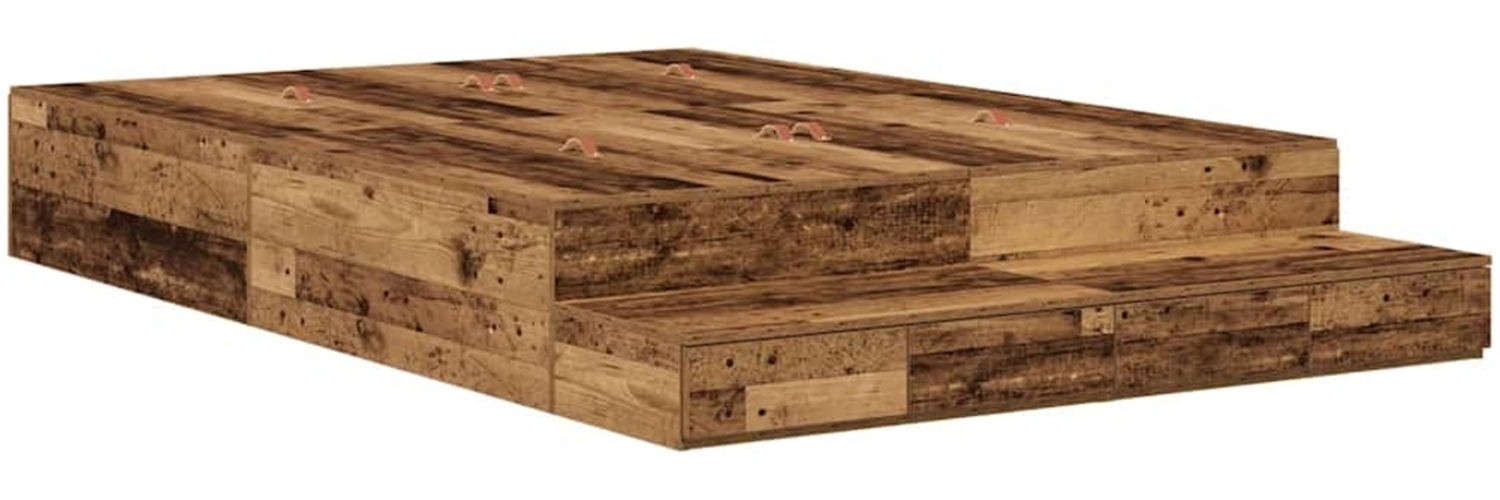 vidaXL Aufbewahrungsbettgestell Altholz 140 cm Holzwerkstoff 3335699 Bild 1
