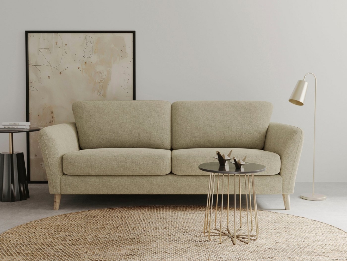 Home affaire 3-Sitzer MARSEILLE Sofa 206 cm, mit Massivholzbeinen aus Eiche, verschiedene Bezüge und Farbvarianten Bild 1