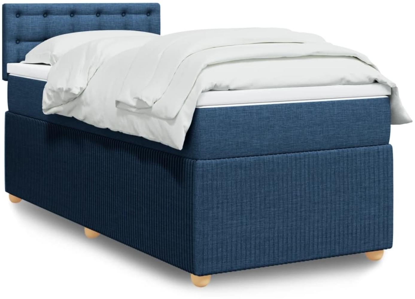 vidaXL Boxspringbett mit Matratze Blau 90x200 cm Stoff 3289659 Bild 1