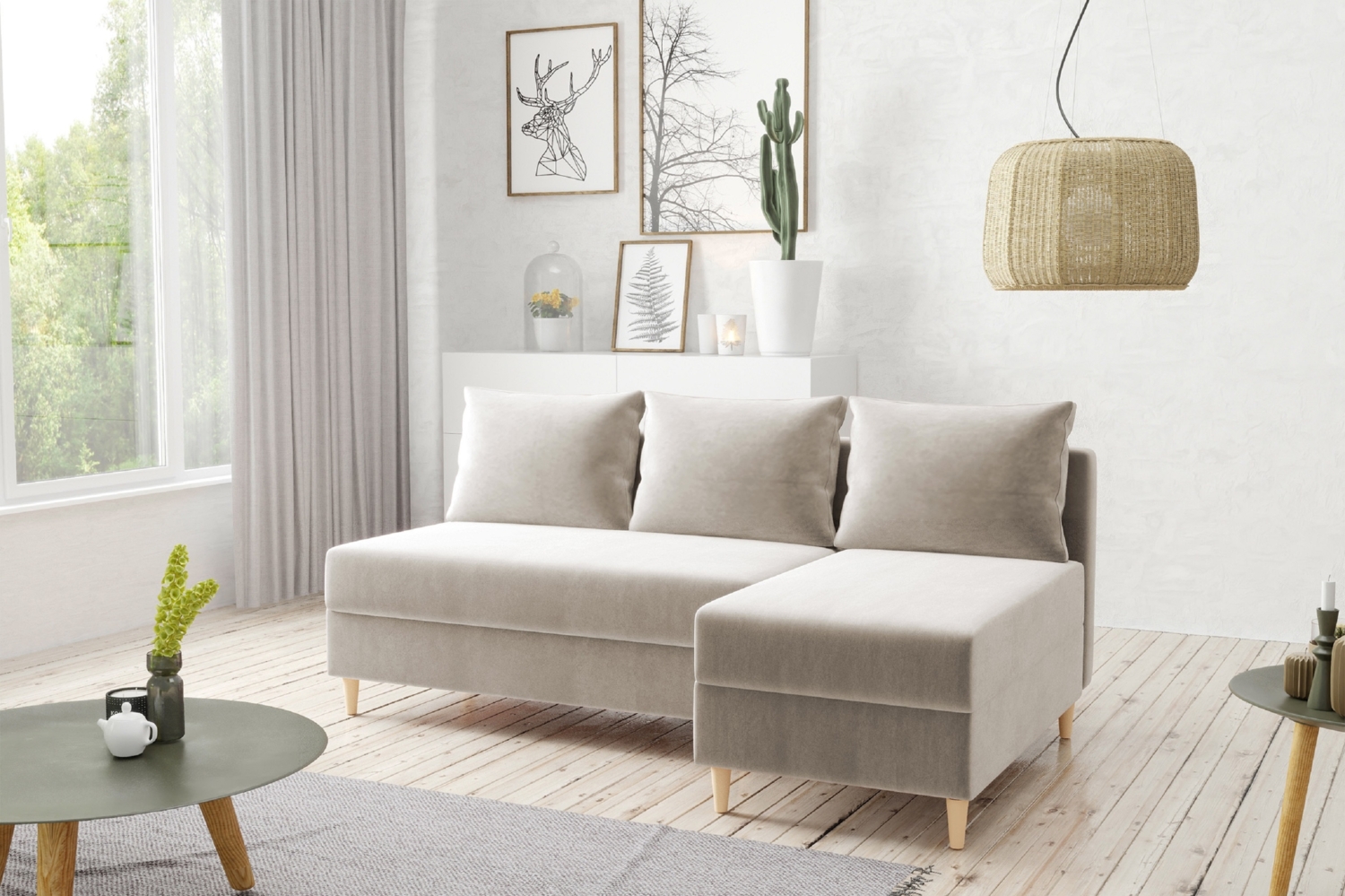 AX LIVING Ecksofa Klein Modern Farring 204 cm in Beige – Stil & Funktionalität Bild 1