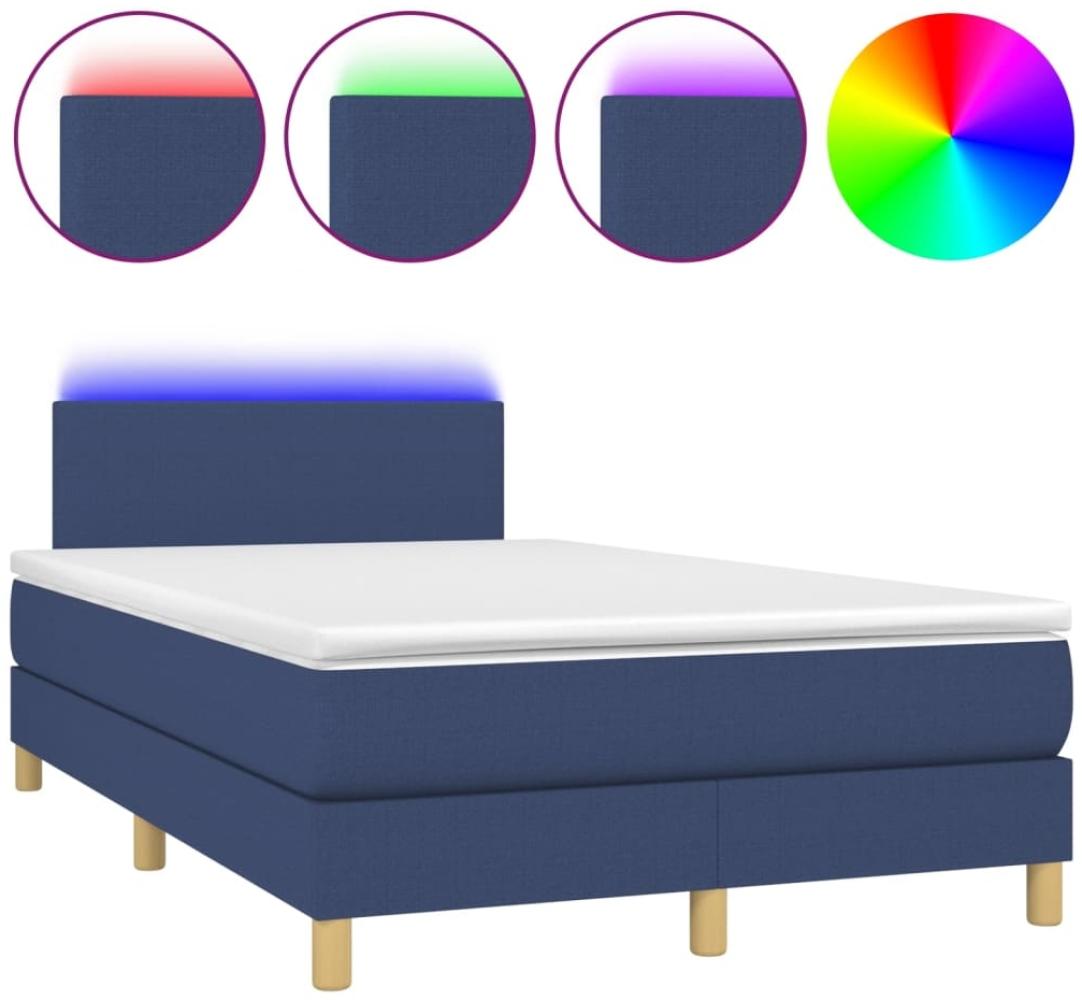 Boxspringbett mit Matratze & LED Stoff Blau 120x200 cm, Härtegrad: H2 [3133547] Bild 1