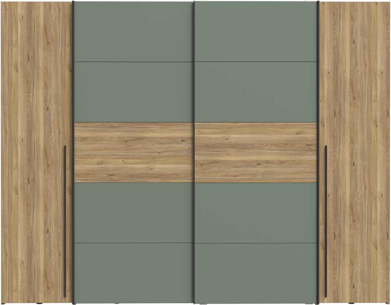 Kleiderschrank Nigel / Narago, Holzwerkstoff, Grün, Holzfarben, 270 x 210 x 61 cm Bild 1