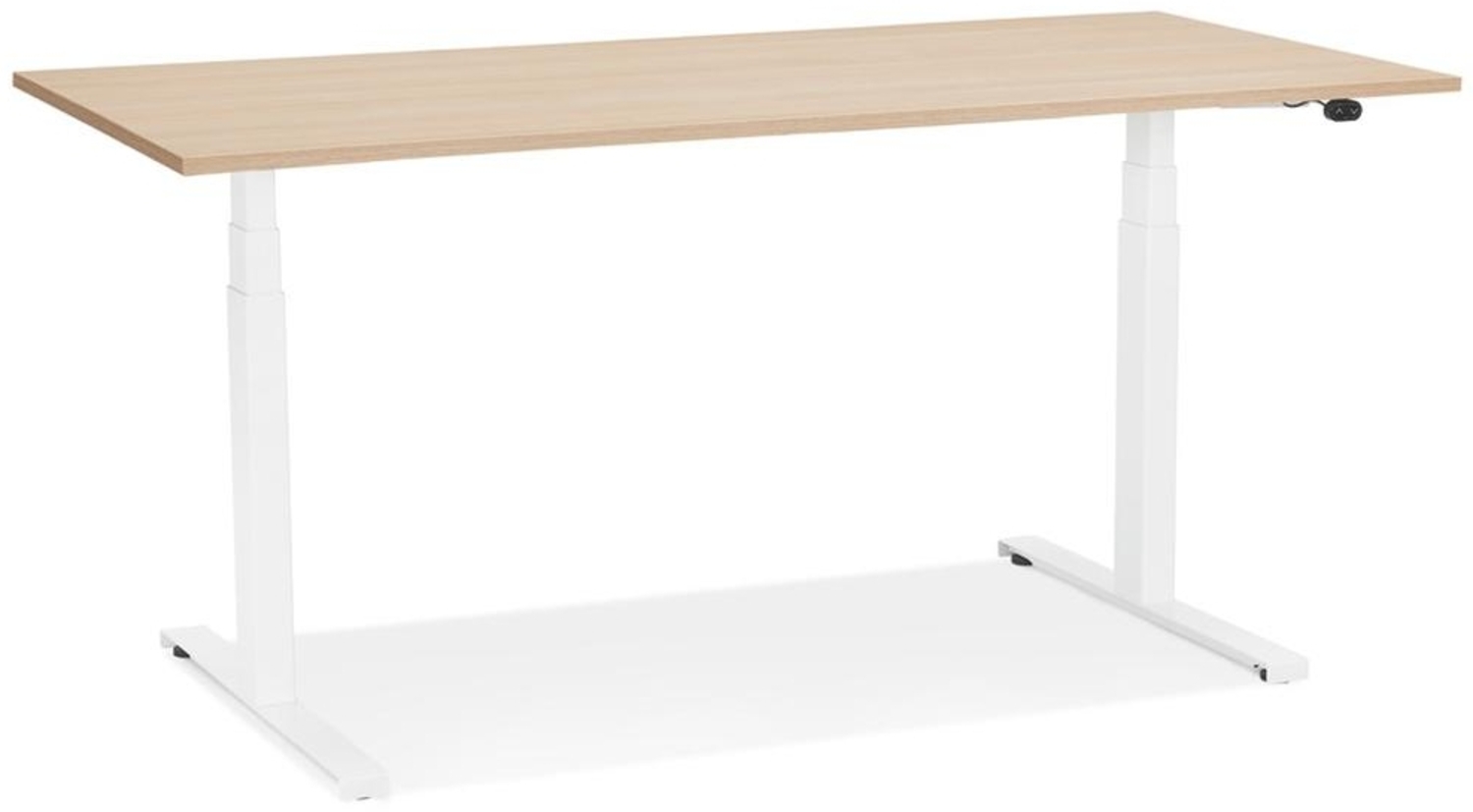 Kadima Design Büroschreibtisch elektrisch höhenverstellbar 65-133 cm | 140x70 cm | ergonomisch beige-weiß | Arbeitstisch Melaminholz Bild 1