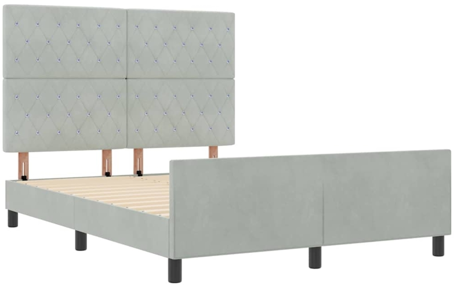 vidaXL Bettgestell mit Kopfteil Hellgrau 160 x 200 cm Samt 3344885 Bild 1