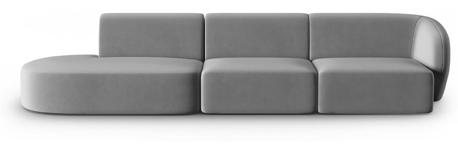 Micadoni Modulares Sofa Shane 4-Sitzer Links Samtstoff Grau Bild 1