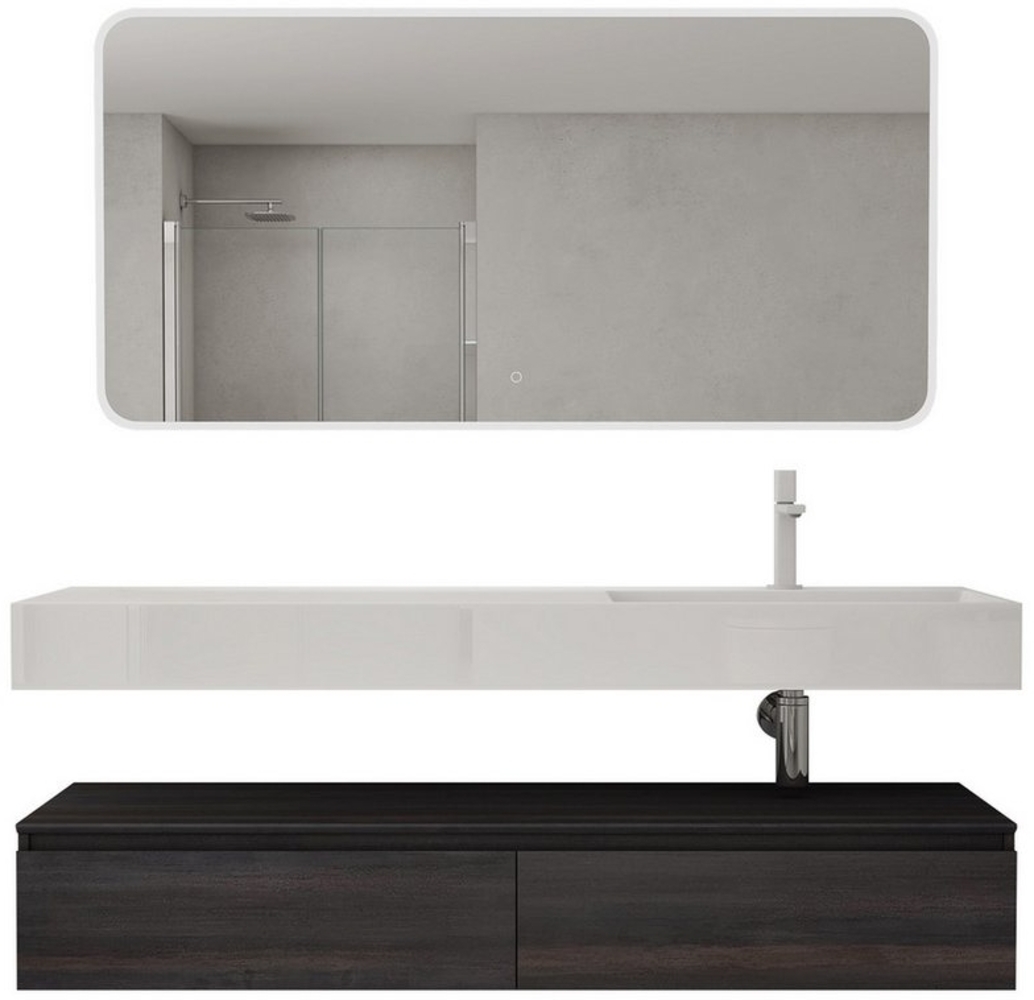 doporro Badmöbel-Set Waschtisch mit Unterschrank 150cm Mineraglguss Waschbecken UP Bild 1