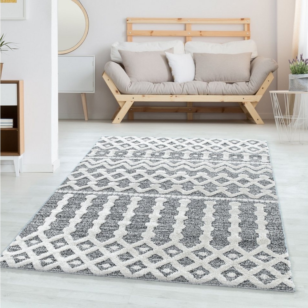 Carpettex Hochflor-Teppich Boho-Design, Rund, Höhe: 20 mm, Teppich Wohnzimmer Boho Design weich 3D Optik Skandinavische Stil Bild 1