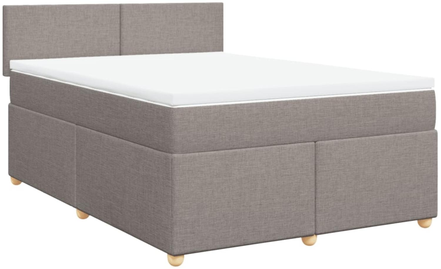 vidaXL Boxspringbett mit Matratze Taupe 140x190 cm Stoff 3286672 Bild 1