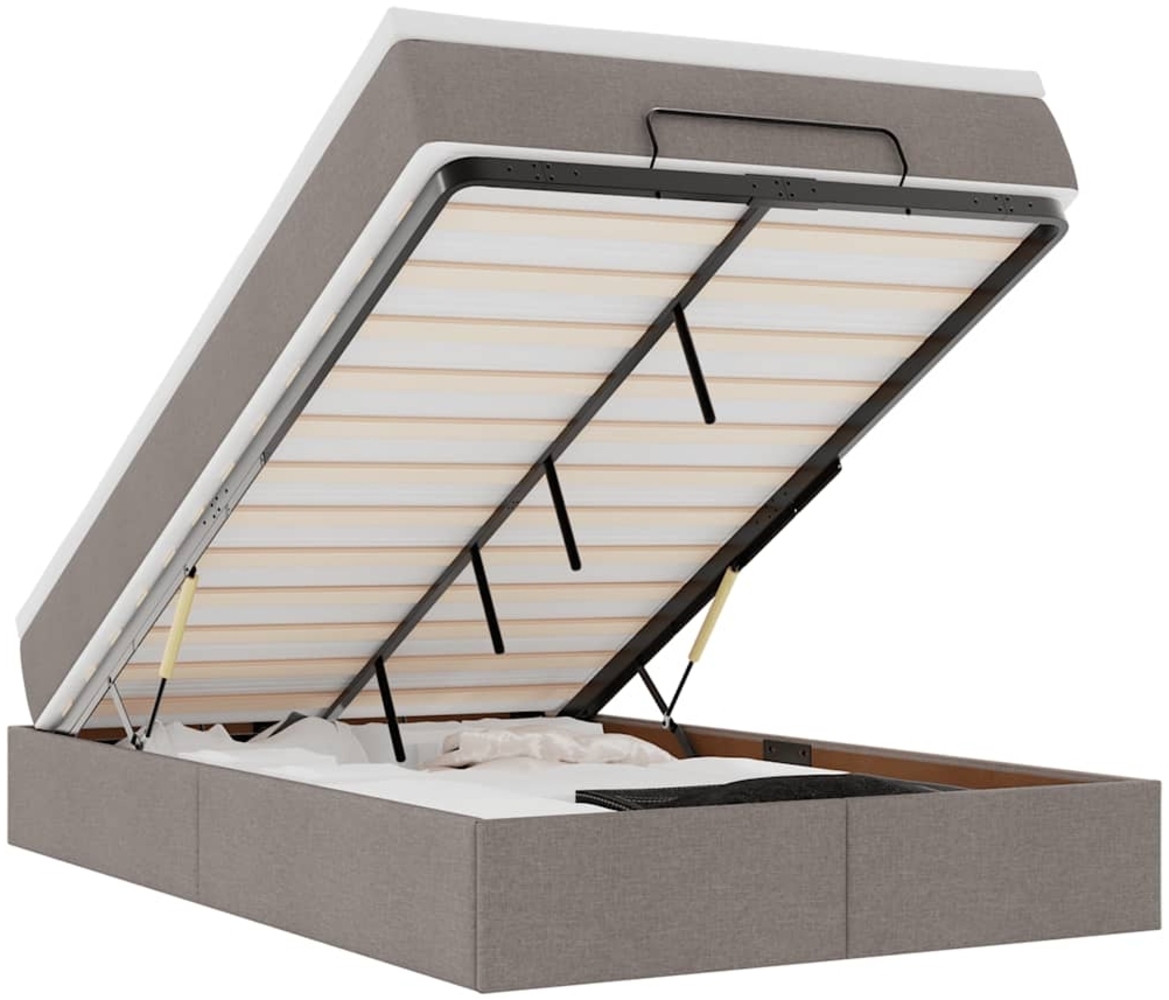 vidaXL Ottoman-Bett mit Matratze Taupe 120x190 cm Stoff 3311096 Bild 1