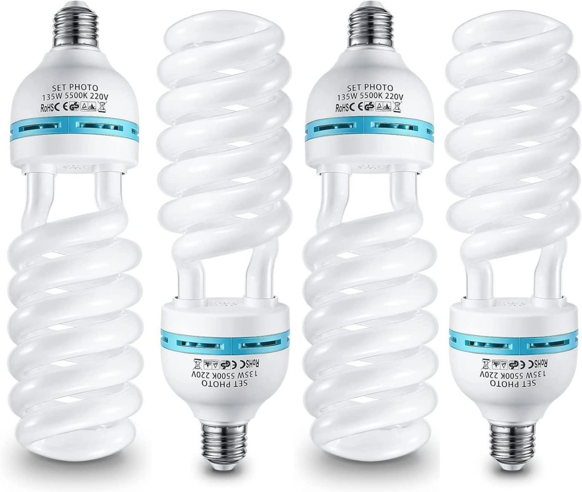TLGREEN Tageslichtlampe 2 x 135W Spiral-Tageslichtlampe,Fotoleuchte, 5500K, E27 Fassung, Tageslichtweiß,Studioleuchte für Softbox Fotografie im Fotostudio Bild 1