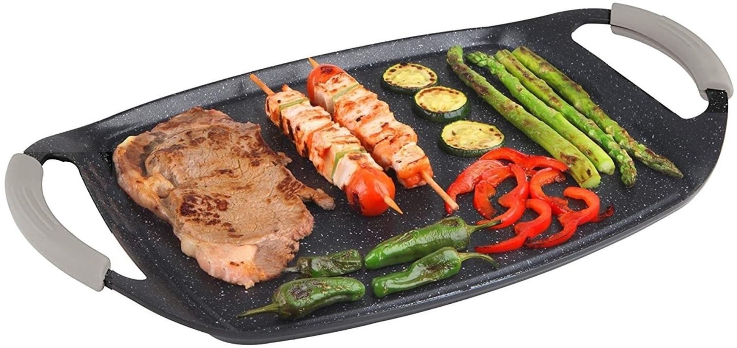 Cheffinger Grillplatte 47cm Aluguss Induktion Bratplatte BBQ Grill braten Plancha aus Aluminium Induktion für alle Kochfelder geeignet Bild 1