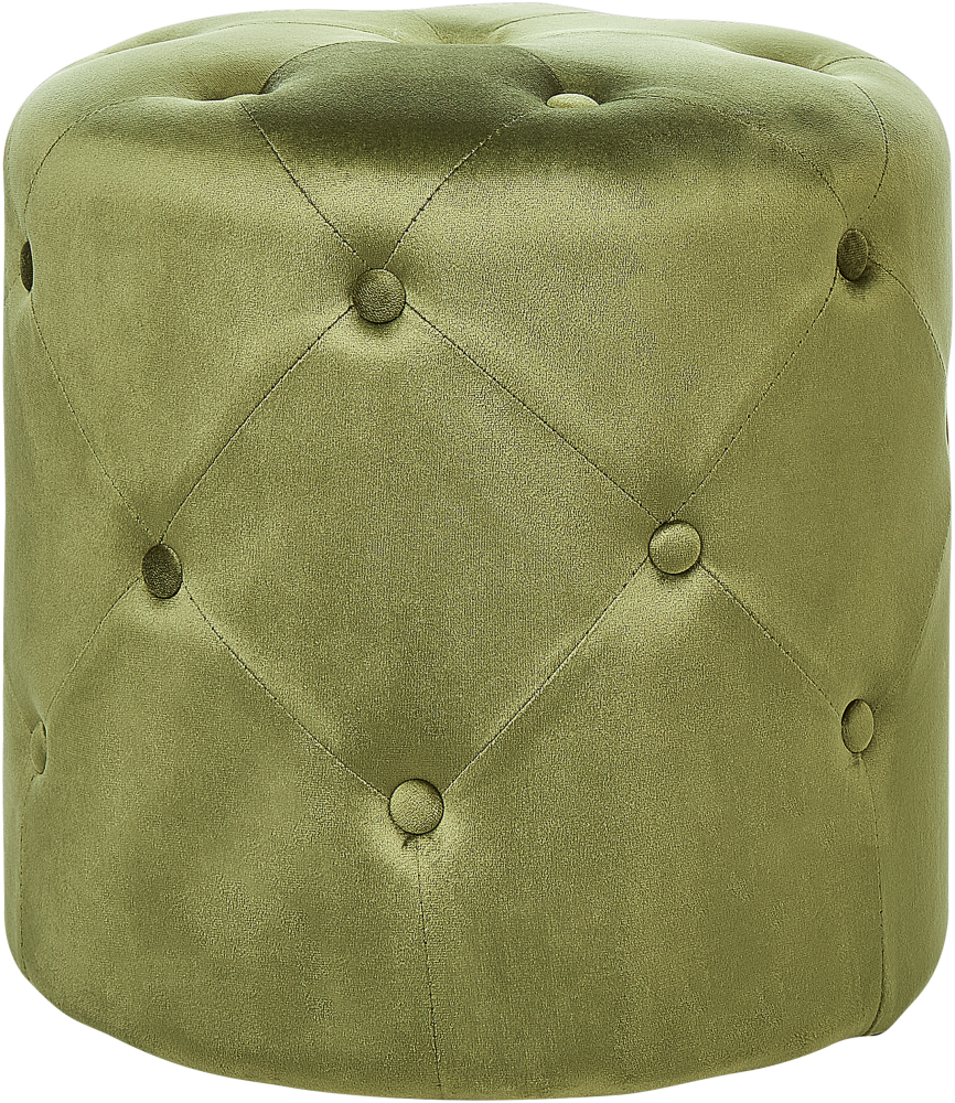 Pouf COROLLA Olivgrün Samtstoff 40 cm 40 cm Bild 1