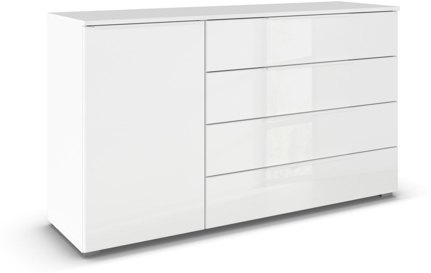 Sideboard >Modesty < in Kristallweißglas / alpinweiß - 140x81x42 (BxHxT) Bild 1