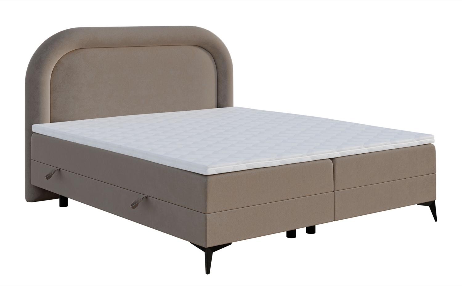 Selsey LOREO - Boxspringbett mit Samtbezug in Beige, 140x200 cm Bild 1