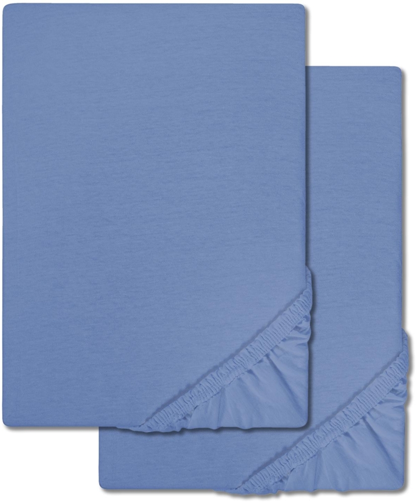 Doppelpack CloudComfort Basic Spannbettlaken Jersey-Stretch blau 120 x 200 cm (2 Stück) Bild 1