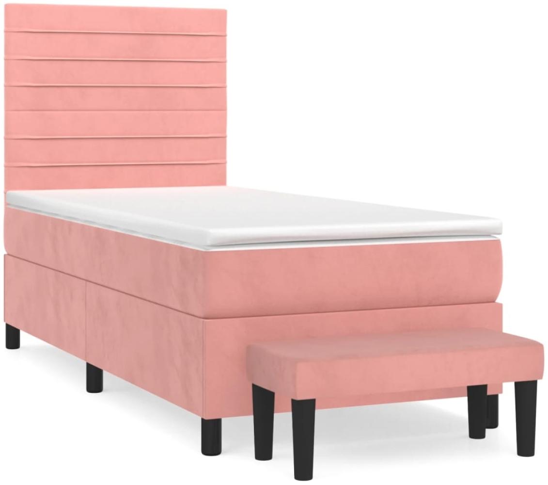 vidaXL Boxspringbett mit Matratze Rosa 80x200 cm Samt 3137874 Bild 1