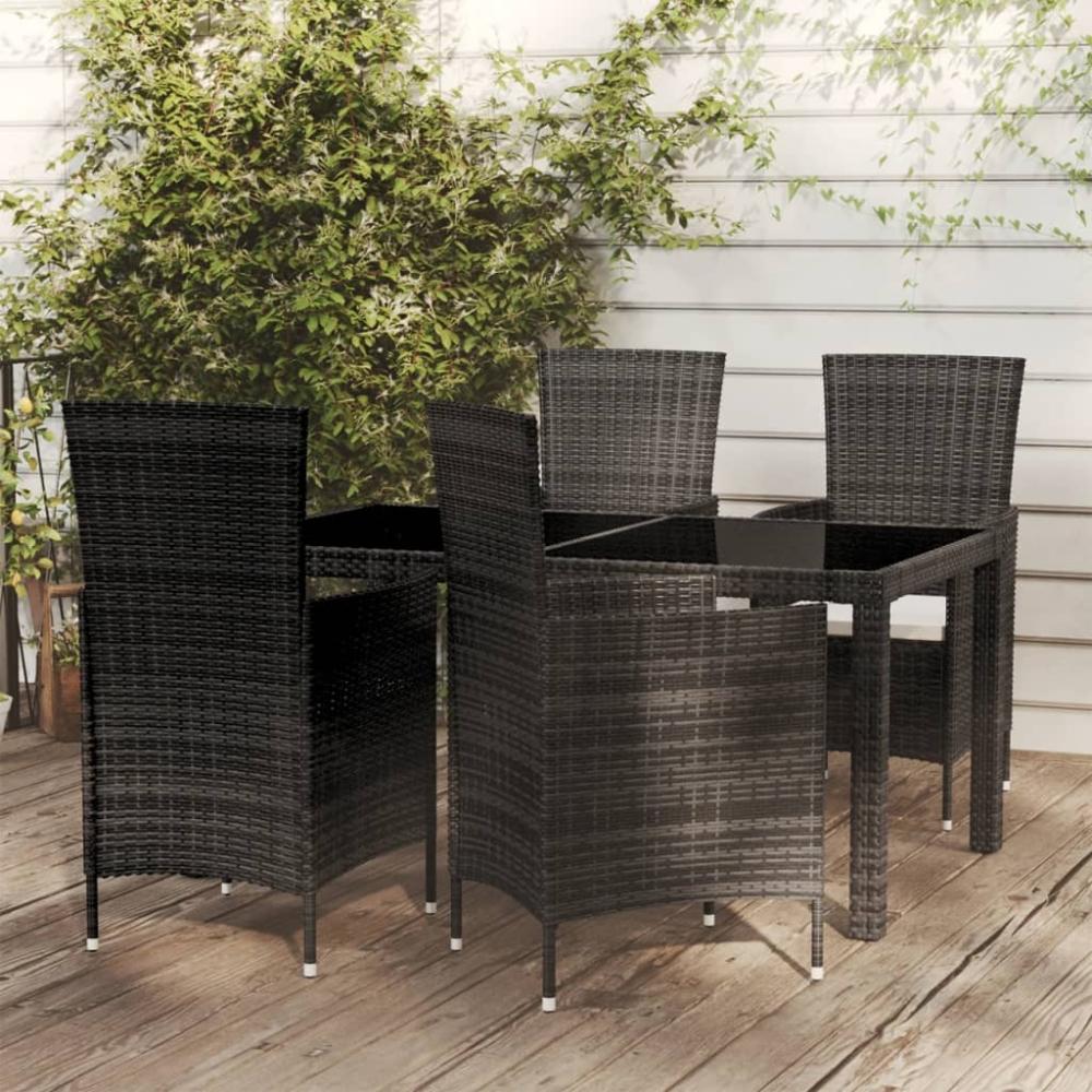 vidaXL 5-tlg. Garten-Essgruppe mit Kissen Poly Rattan Schwarz 3094843 Bild 1