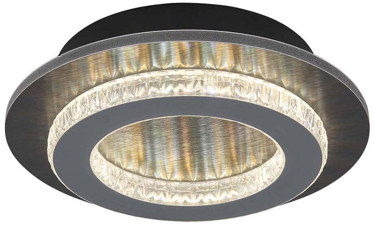 LED Deckenleuchte, Kristalle, anthrazit, schwarz, CCT, D 20 cm Bild 1