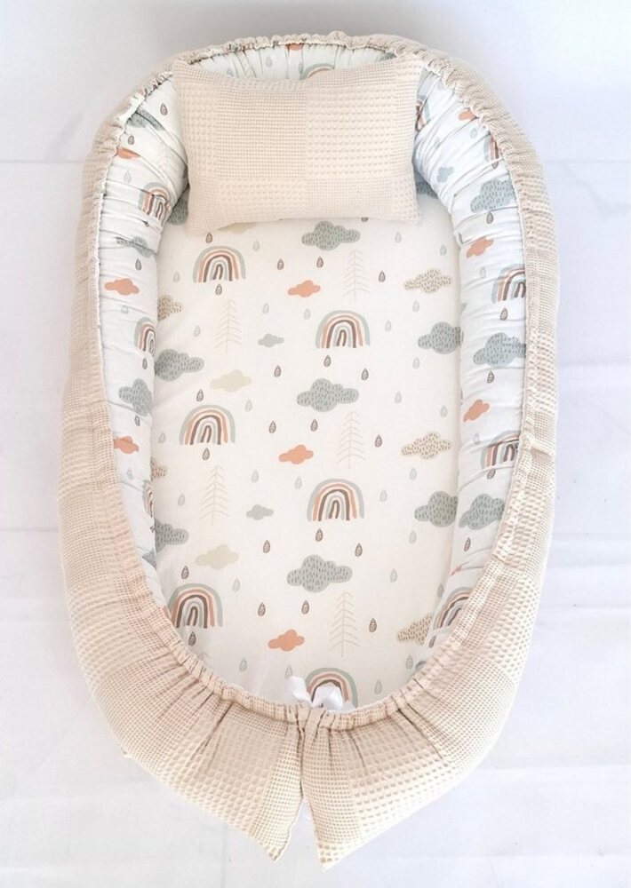 Baby Fancyroom Bettnestchen Babynest mit XL Liegefläche dicke Matratze 100% Baumwolle Babynestchen, (Babycocoon Reisebett Nestchen Kuschelnest, Neugeborene Erstausstattung), XL Liegefläche Bild 1
