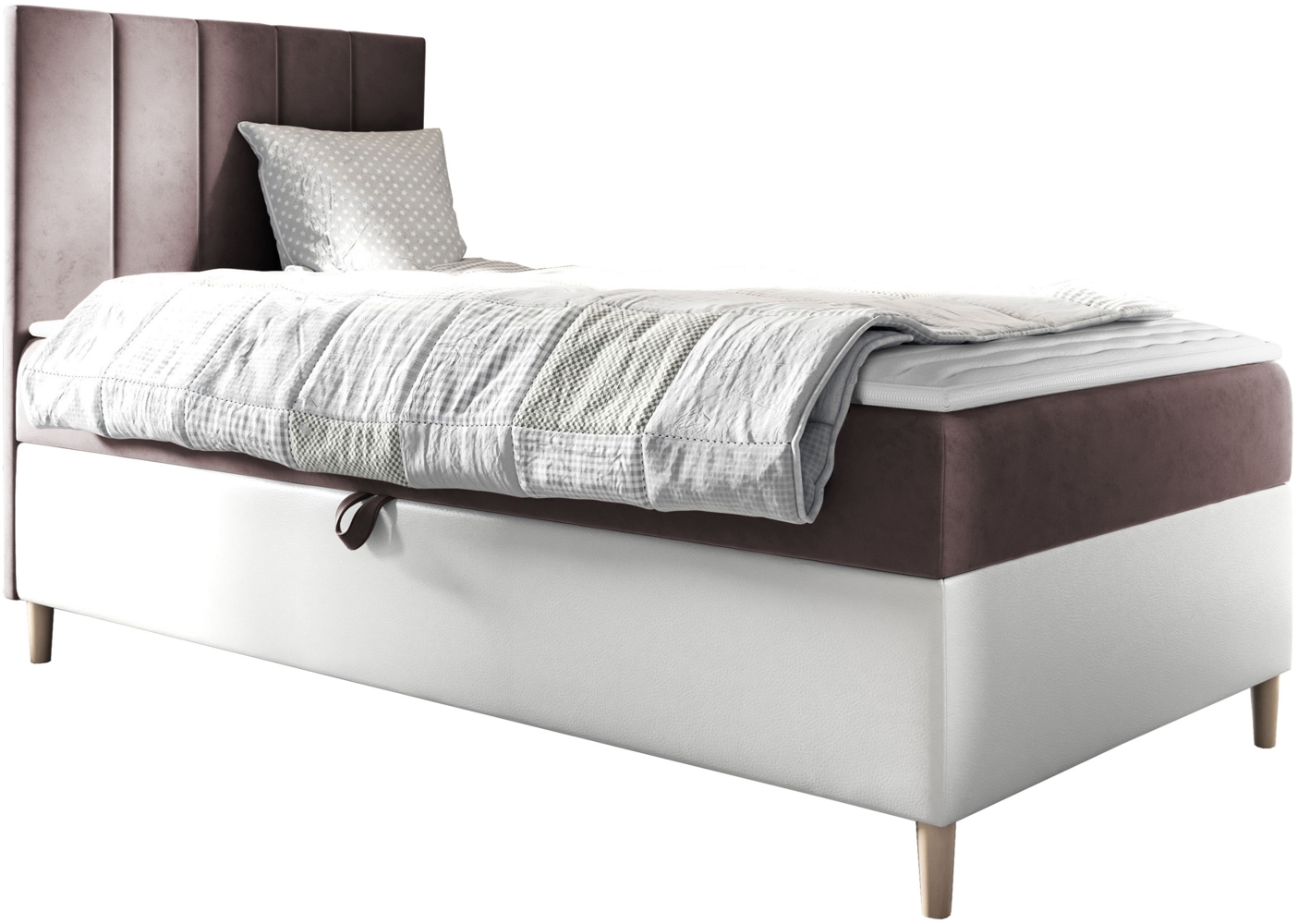 Boxspringbett Chapeni 'Junior 1' rosa 80x200 cm Links Bild 1