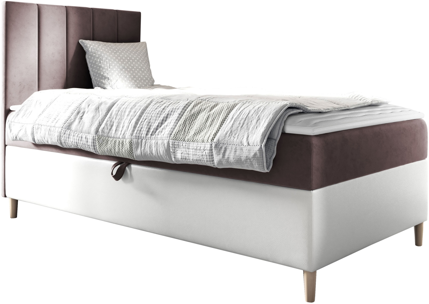 Boxspringbett Chapeni 'Junior 1' rosa 80 x 200 cm Links Bild 1