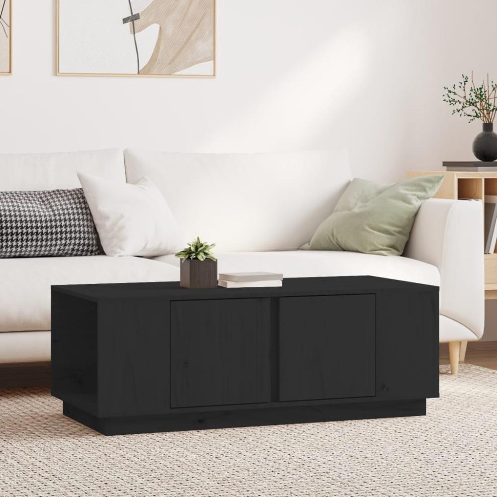 vidaXL Couchtisch Schwarz 110x50x40 cm Massivholz Kiefer [814433] Bild 1