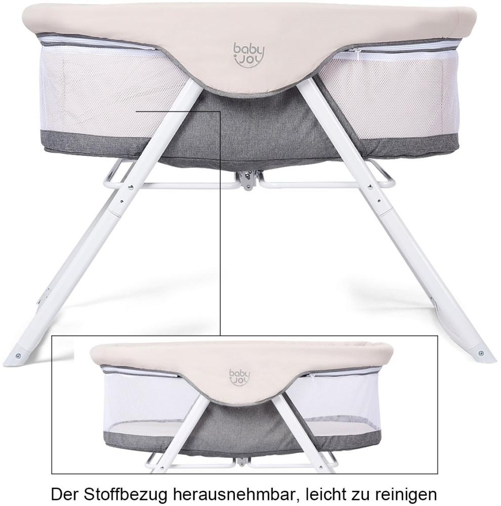 COSTWAY Stubenwagen mit Schaukelfunktion, Beistellbett klappbar, Babywiege inkl. Transporttasche und Matratze, Reisebett bis zur 12kg belastbar, Schaukelwiege Grau Bild 1