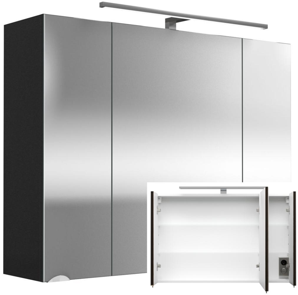 Spiegelschrank 90cm anthrazit RIMAO-100 mit LED-Beleuchtung, B/H/T ca. 90/62-67/17 cm Bild 1