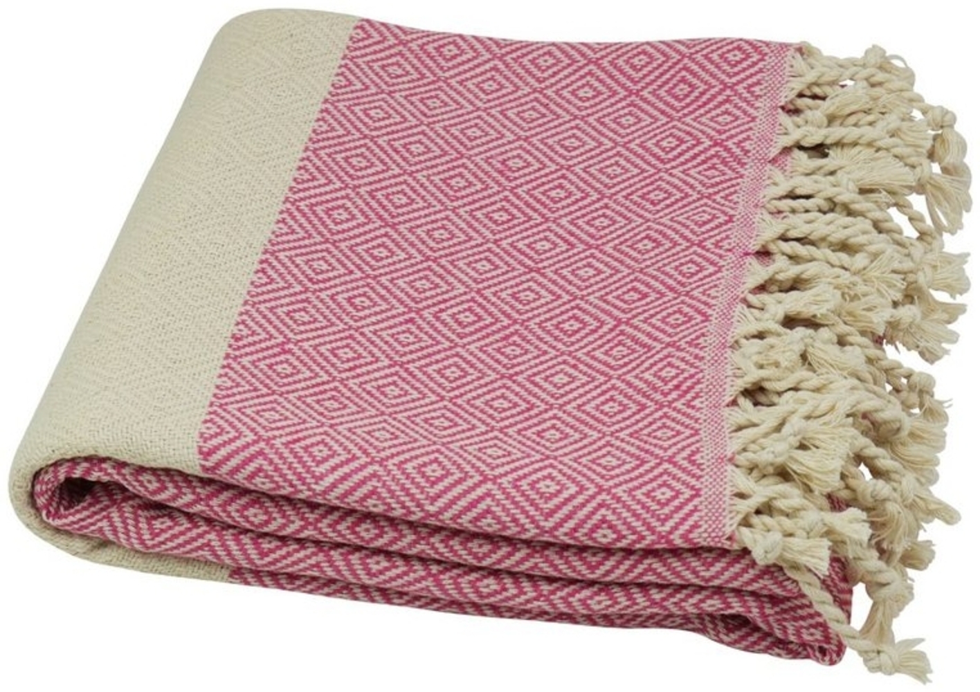 Pestemal Hamamtuch pink naturbeige ca. 90x180 cm "Diamant Style" Bild 1