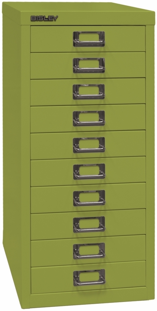 Bisley Multidrawer Schubladenschrank aus Metall mit 10 Schubladen DIN A4 ohne Sockel - Farbe: Grün, L2910-604 Bild 1