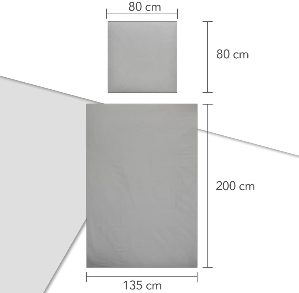 La Vida Satin Bettwäsche Set Uni mit Deckenbezug in 135x200 cm + Kissenbezug 80x80 cm in Silbergrau Hellgrau aus Baumwolle + Reißverschluss | ÖkoTex Zertifiziert | seidige Schlafzimmer Einrichtung Bild 1