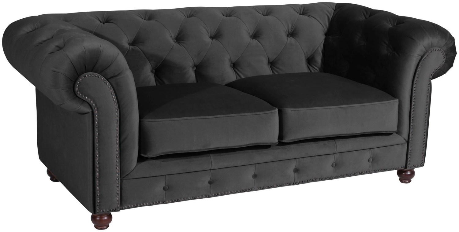 Sofa 2-Sitzer Kathe Bezug Samtvelours Buche nussbaum dunkel / schwarz 22503 Bild 1