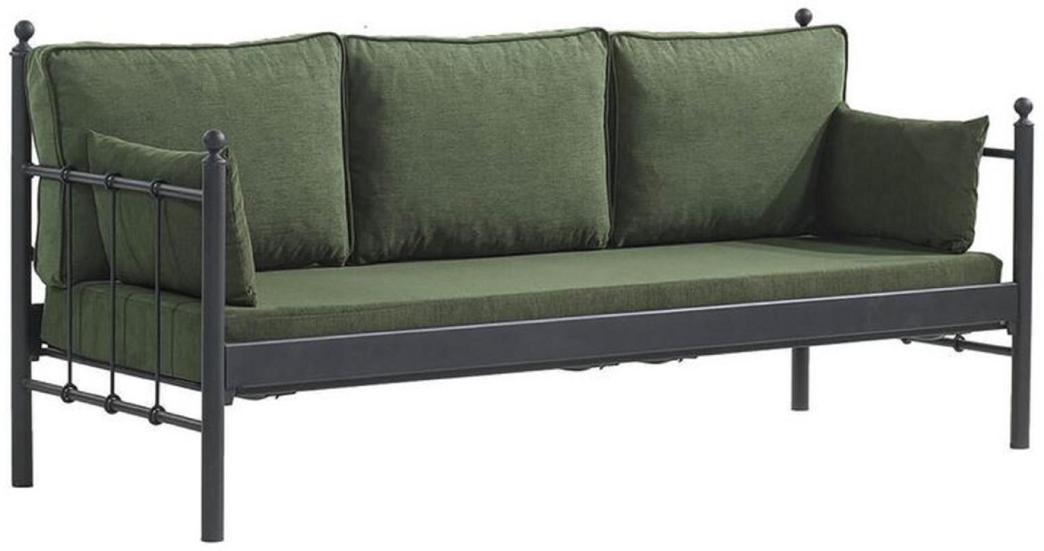 Casa Padrino Jugendstil Gartensofa Schwarz / Dunkelgrün 200 x 70 x H. 92 cm - Garten Sofa - Terrassen Sofa - Jugendstil Garten & Terrassen Möbel Bild 1