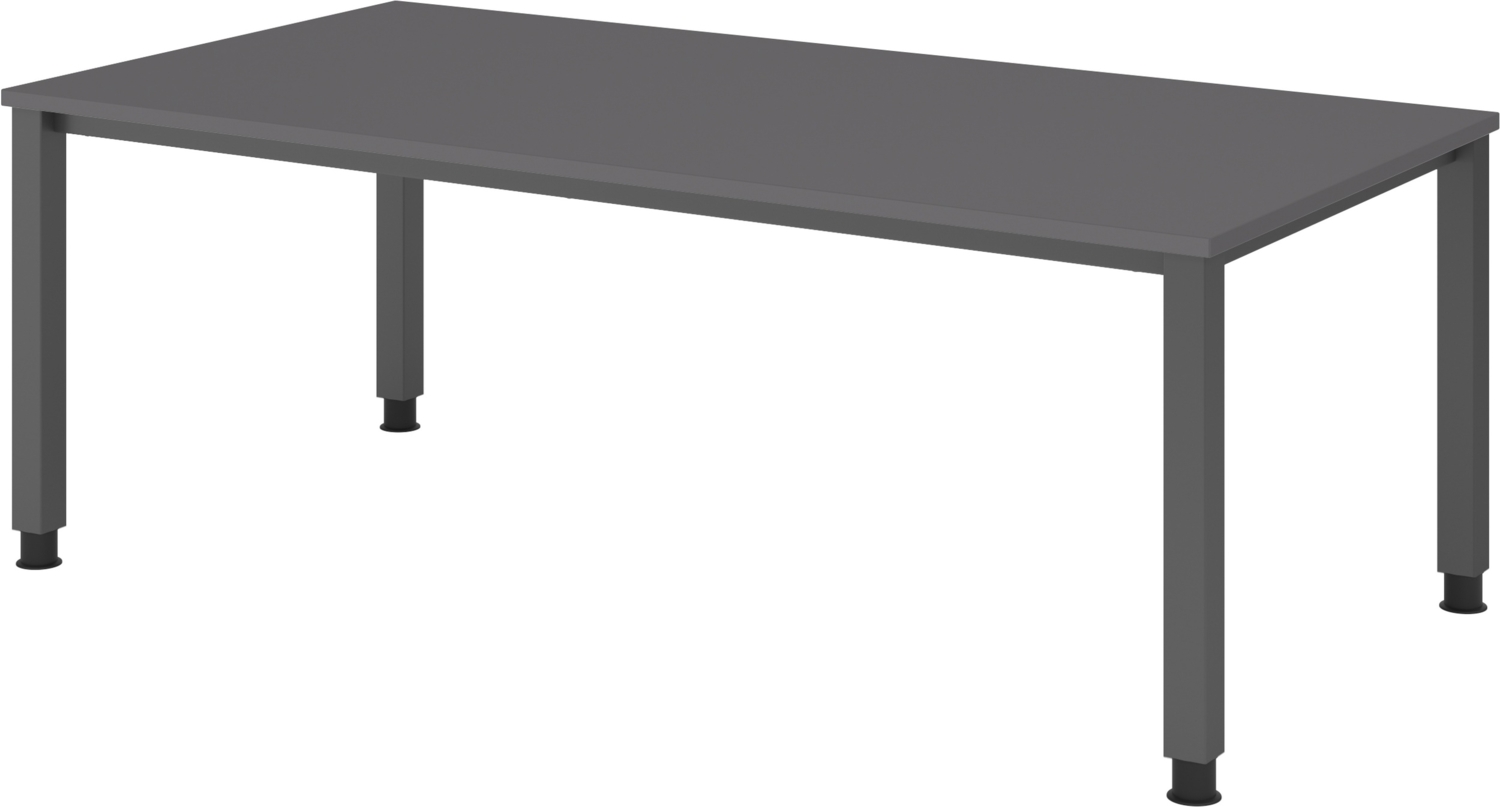 bümö manuell höhenverstellbarer Schreibtisch 200x100 cm in Graphit - PC Tisch höhenverstellbar & groß, höhenverstellbarer Tisch Büro, großer Computertisch verstellbar, Q-Serie, QS-2E-G-G Bild 1