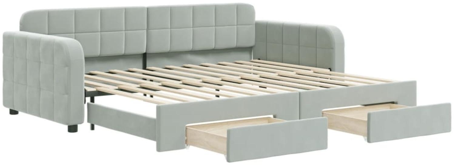 vidaXL Tagesbett Ausziehbar mit Schubladen Hellgrau 90x200 cm Samt 3196977 Bild 1