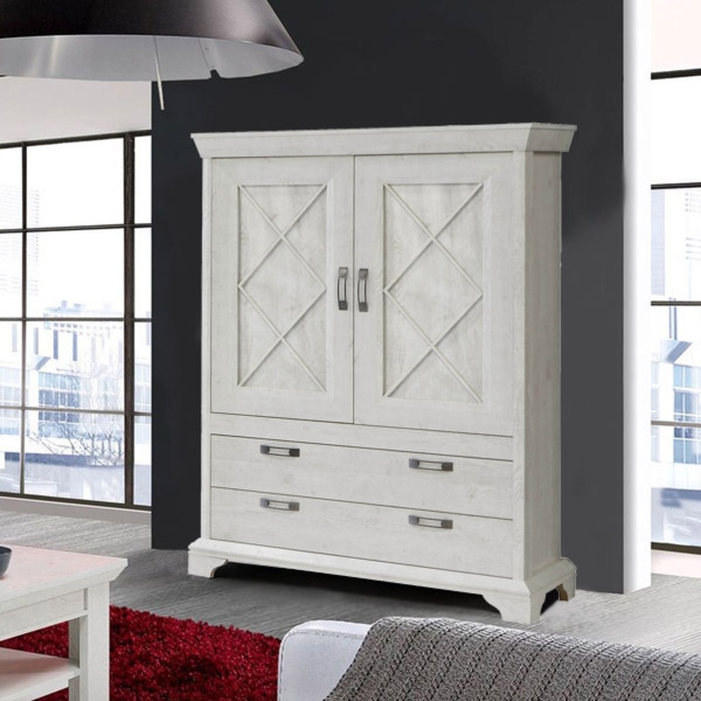 Highboard "Kashmir" Stauraumschrank 123cm pinie weiß Landhaus-Stil Bild 1