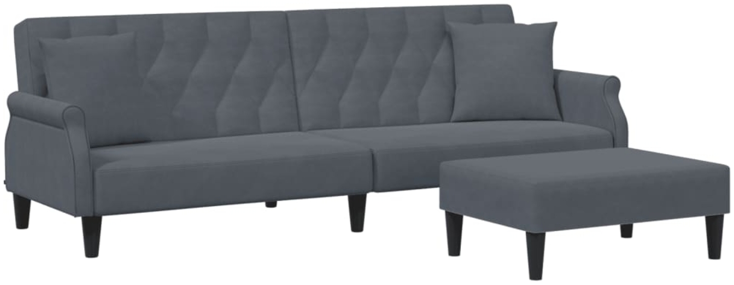 vidaXL Schlafsofa 2-Sitzer mit Kissen und Fußhocker Dunkelgrau Samt 3216220 Bild 1
