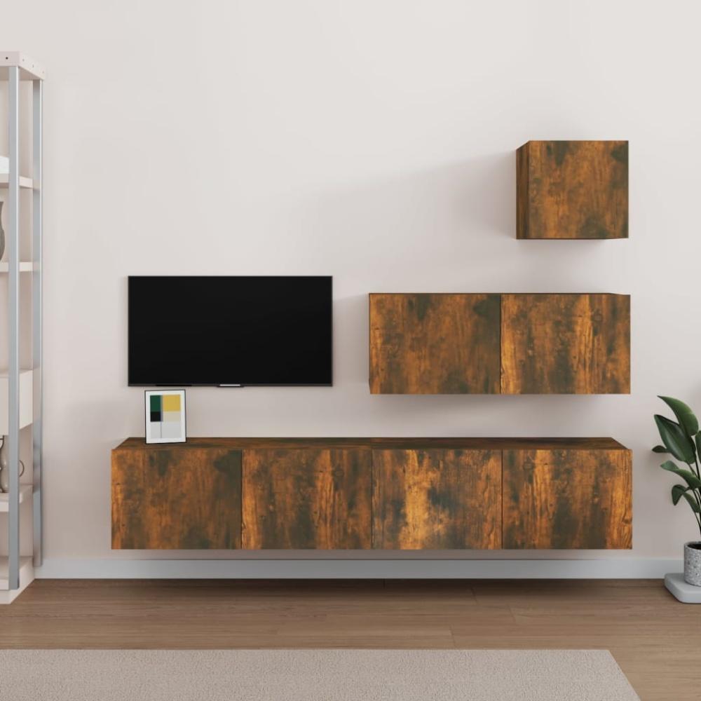 4-tlg. TV-Schrank-Set Räuchereiche Holzwerkstoff [3114651] Bild 1
