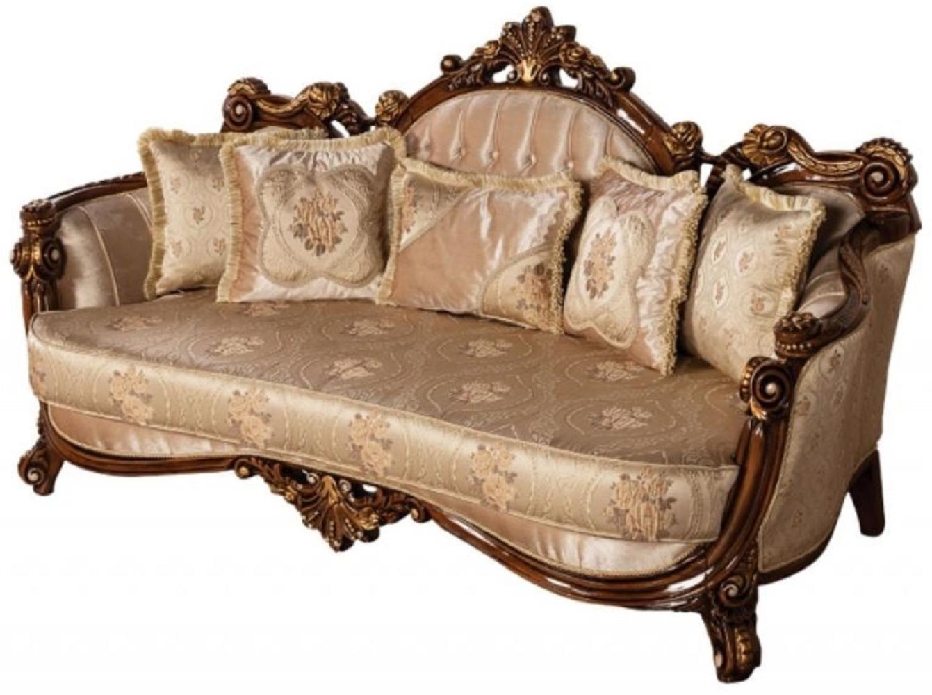 Casa Padrino Luxus Barock Sofa Beige / Braun / Gold - Prunkvolles Wohnzimmer Sofa mit elegantem Muster - Barock Möbel - Edel & Prunkvoll Bild 1