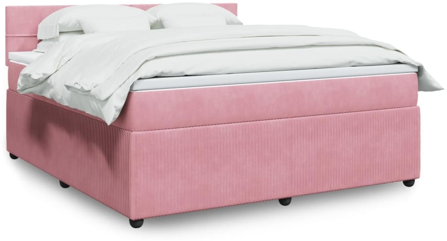 vidaXL Boxspringbett mit Matratze Rosa 180x200 cm Samt 3287811 Bild 1