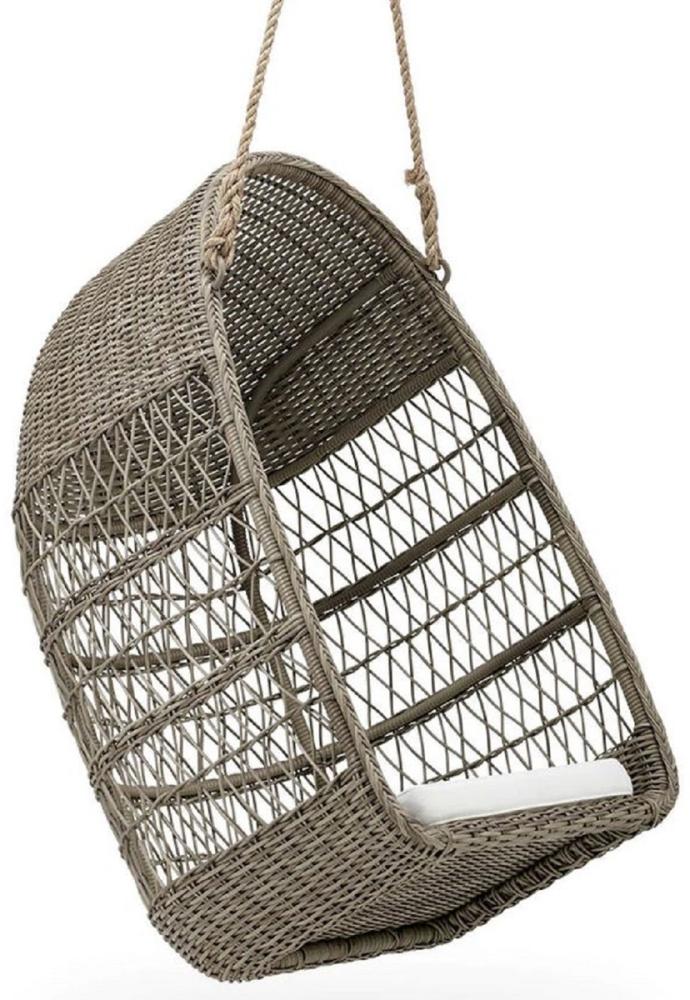 Casa Padrino Luxus Outdoor Hängesessel Antik Grau / Weiß 66 x 63 x H. 113 cm - Wetterbeständiger Garten & Terrassen Hängesessel - Garten & Terrassen Möbel - Luxus Qualität Bild 1