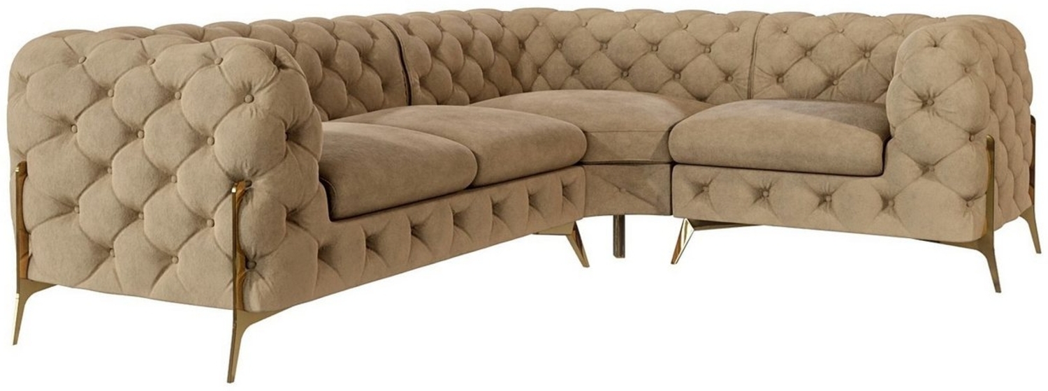 S-Style Möbel Ecksofa Chesterfield Ashley mit Goldene Metall Füßen, Die Eckeinheit kann entweder rechts- oder linkshändig sein, mit Wellenfederung Bild 1