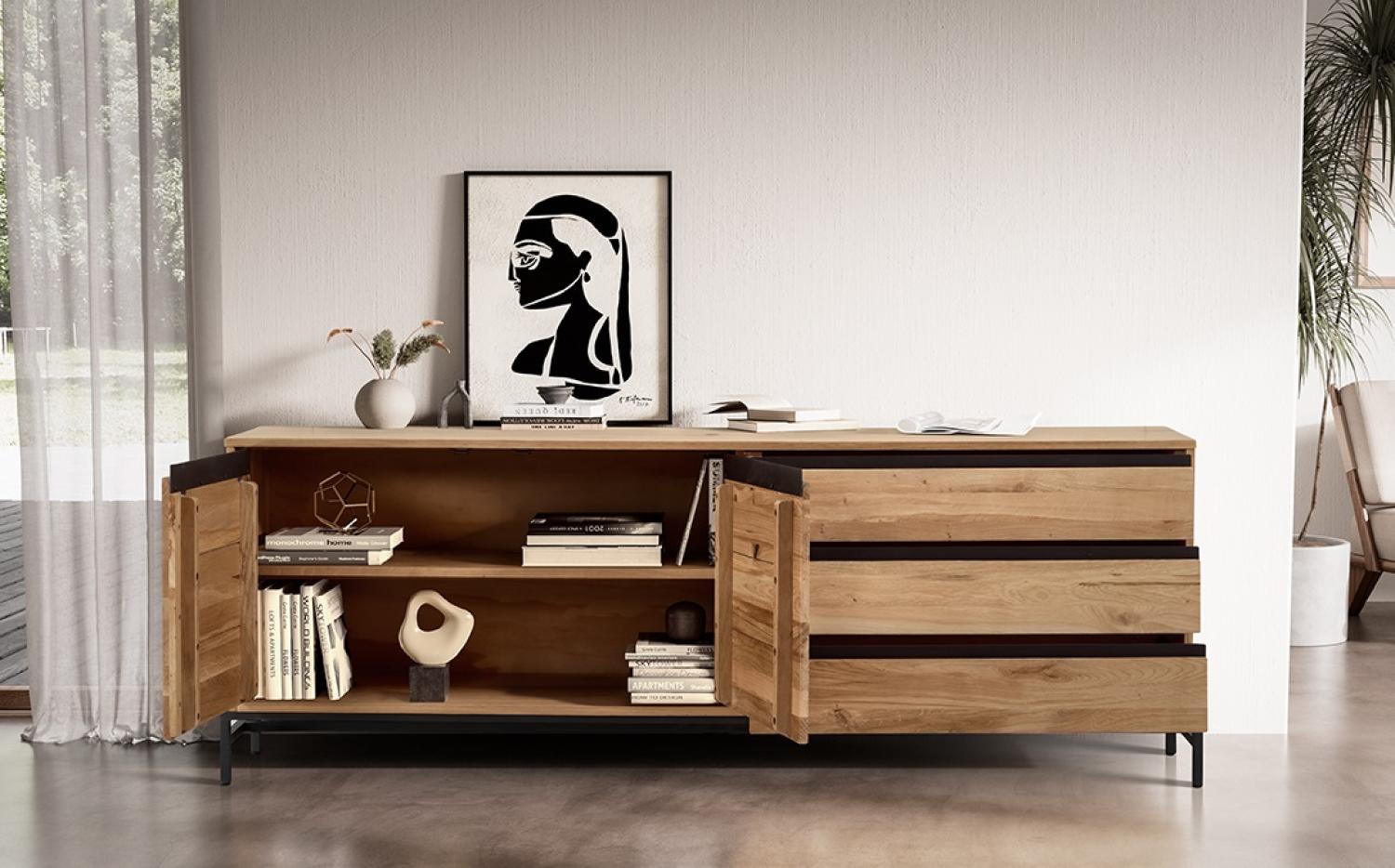 Sideboard 189x67cm 'Veneza' Wildeiche & Metall schwarz Bild 1