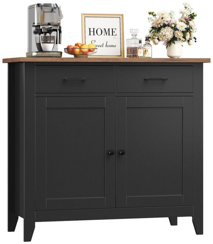 HOMECHO Sideboard, Küchenschrank mit Arbeitsplatte, 2 Schubladen, 82x40x91cm Bild 1