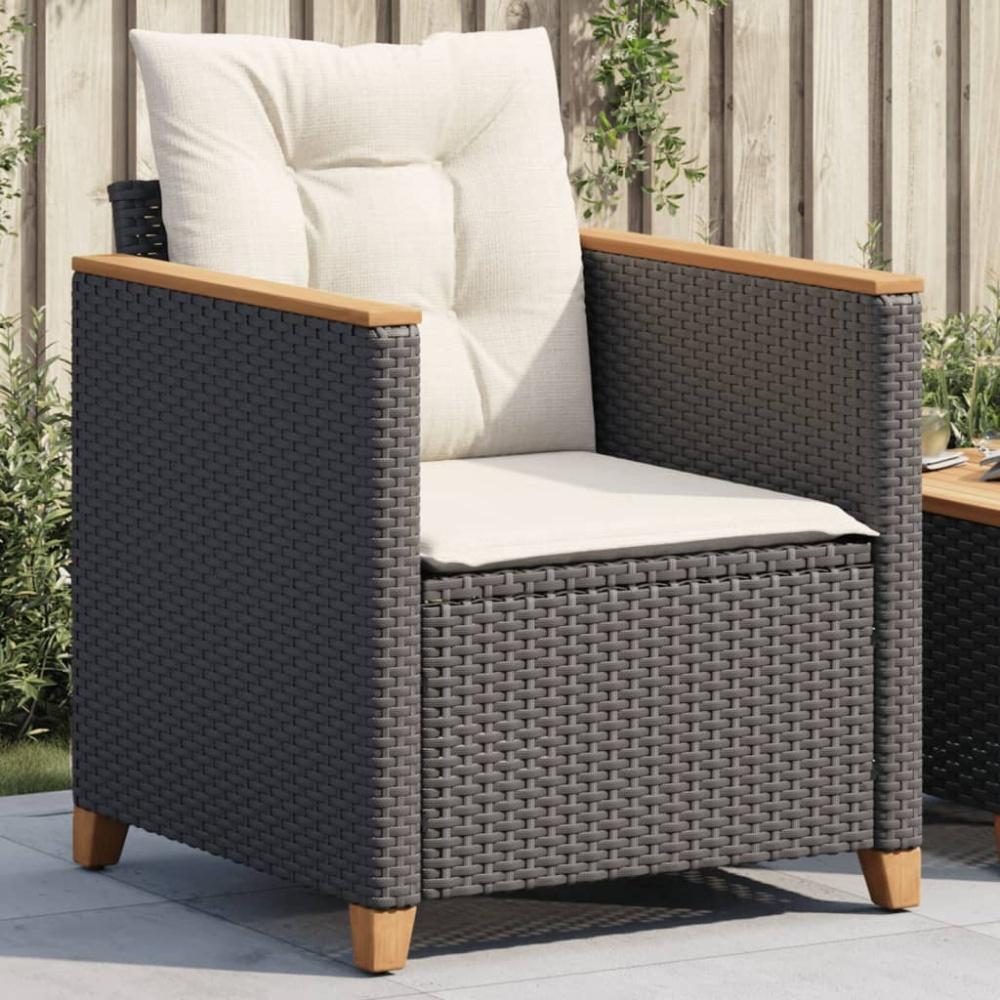 vidaXL Gartensessel mit Kissen Schwarz Poly Rattan 366321 Bild 1