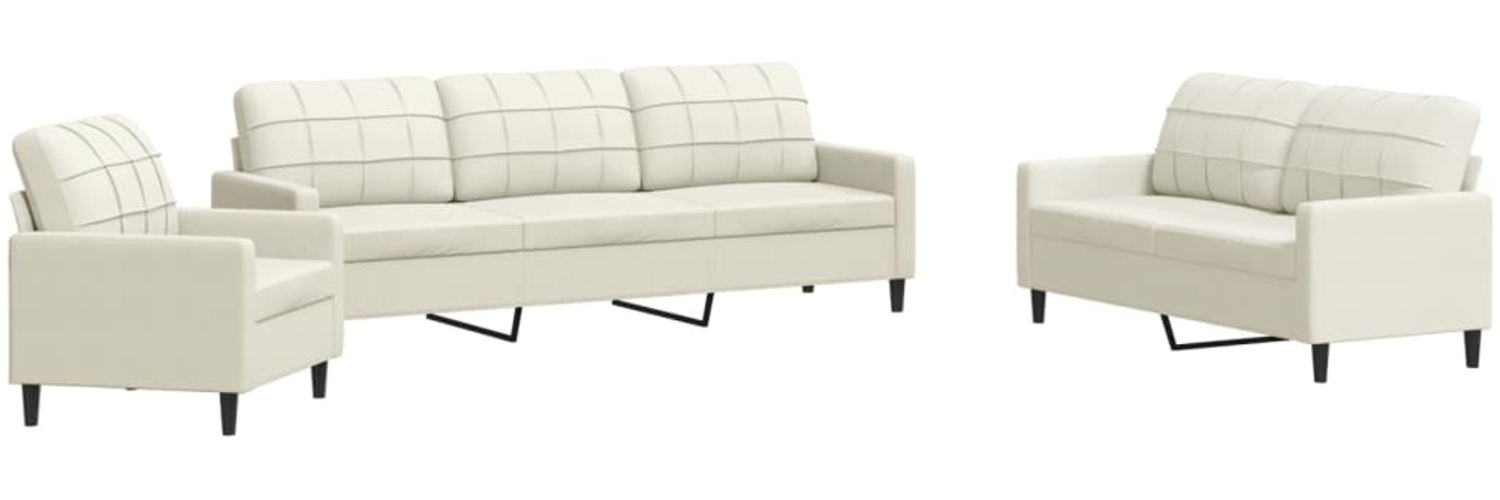 vidaXL 4-tlg. Sofagarnitur mit Kissen Creme Samt 3278449 Bild 1