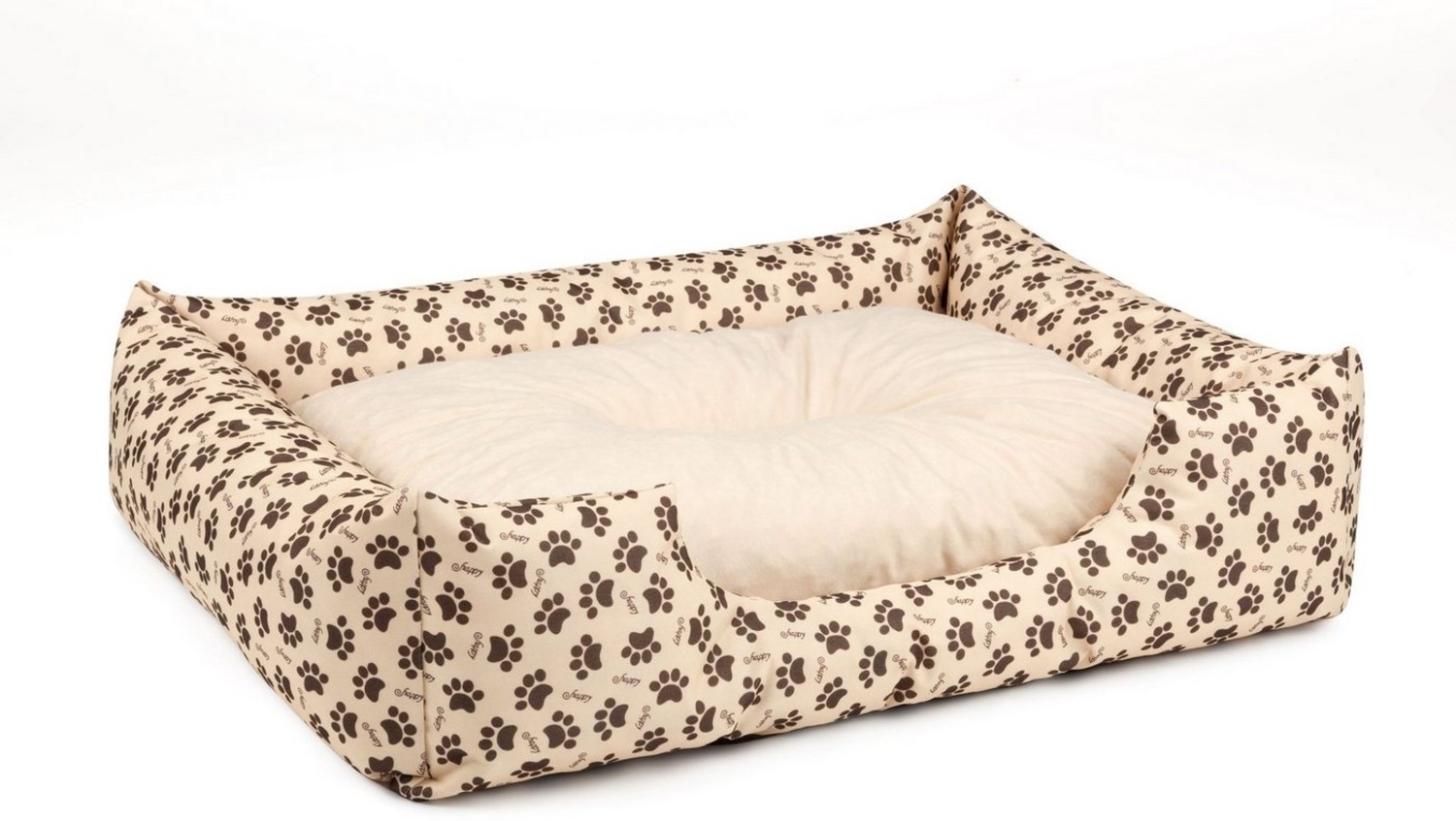 BedDog Hundebett MIMI, Hundesofa aus Cordura, Microfaser-Velours, waschbares Hundebett vier-eckig mit Rand, Hundekissen (S) ca. 55x40x17cm, MELANGE-DOG (beige/muster) Bild 1