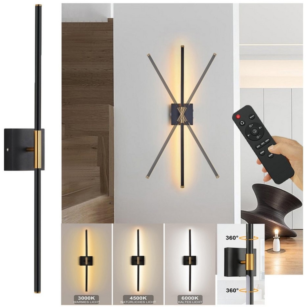 MUPOO Wandleuchte LED Wandleuchte Batteriebetrieben, Fernbedienung, Wandlampe Kabellos, Dimmbar 3000-6000K, LED fest integriert, Modern Wandleuchten, Wiederaufladbar Bild 1